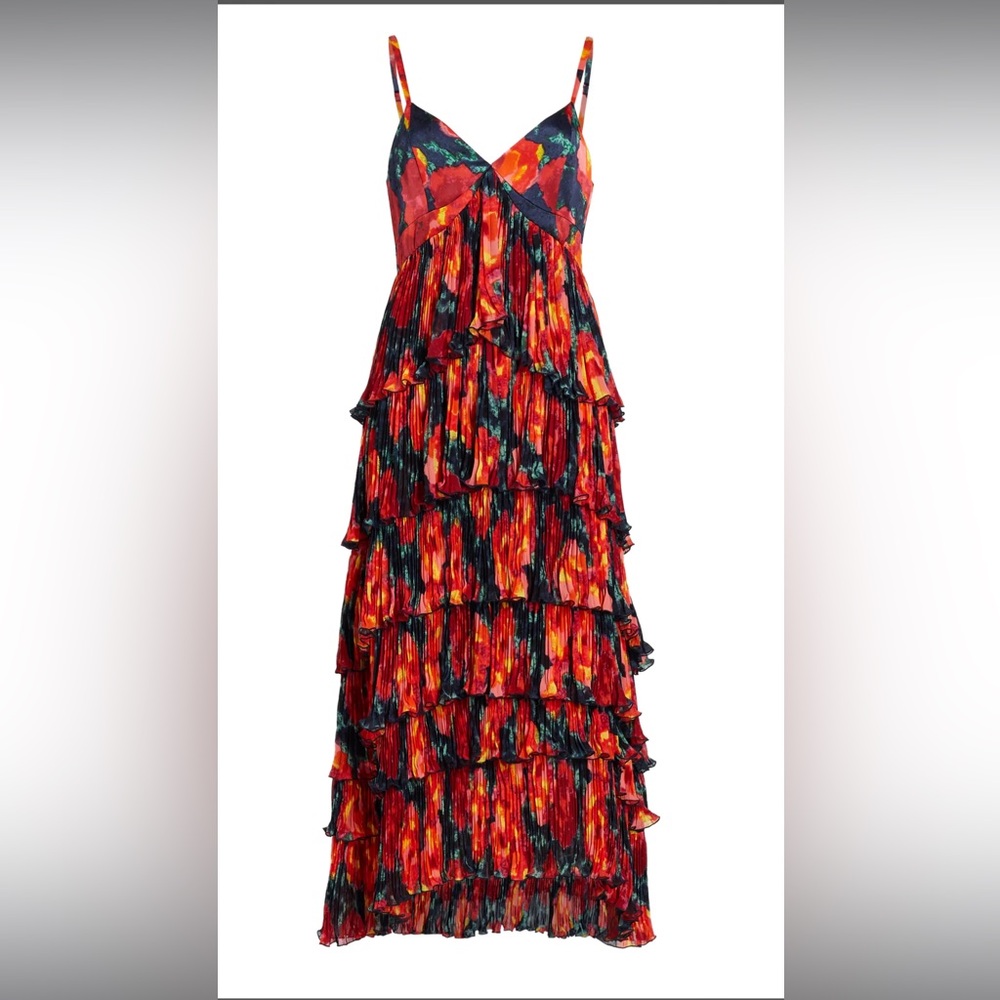 Cinq a Sept Daydream Joey Tiered Dress - Floral Ankle Length